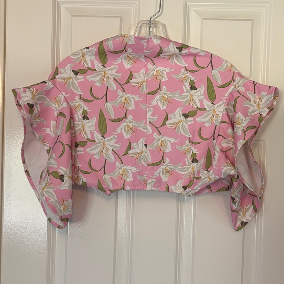 1950s reproduction Pinup playsuit rockabilly Pink Floral Two-Piece Set - Picture 4 of 8